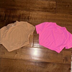 SKIMS FITS EVERYBODY SUPER CROPPED T-SHIRT BUNDLE SIENNA + NEON ORCHID XXS
